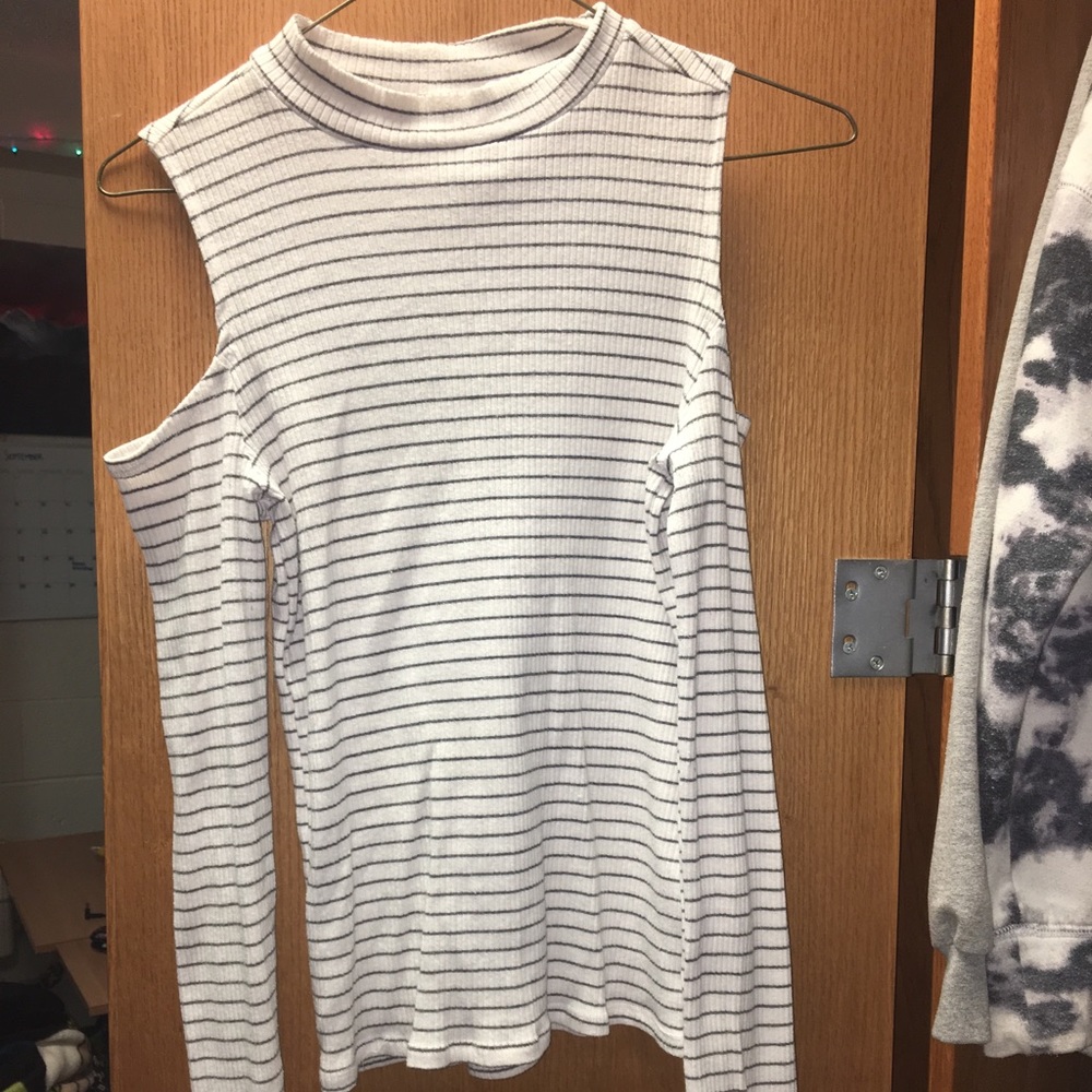 Striped cold shoulder long sleeve